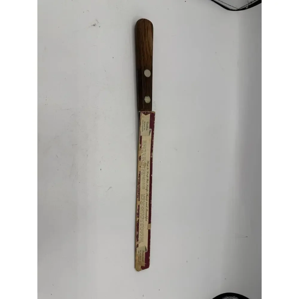 Vintage Flint Hollow Ground Steak Slicer Knife – 10.5” Wood Handle – Made in USA